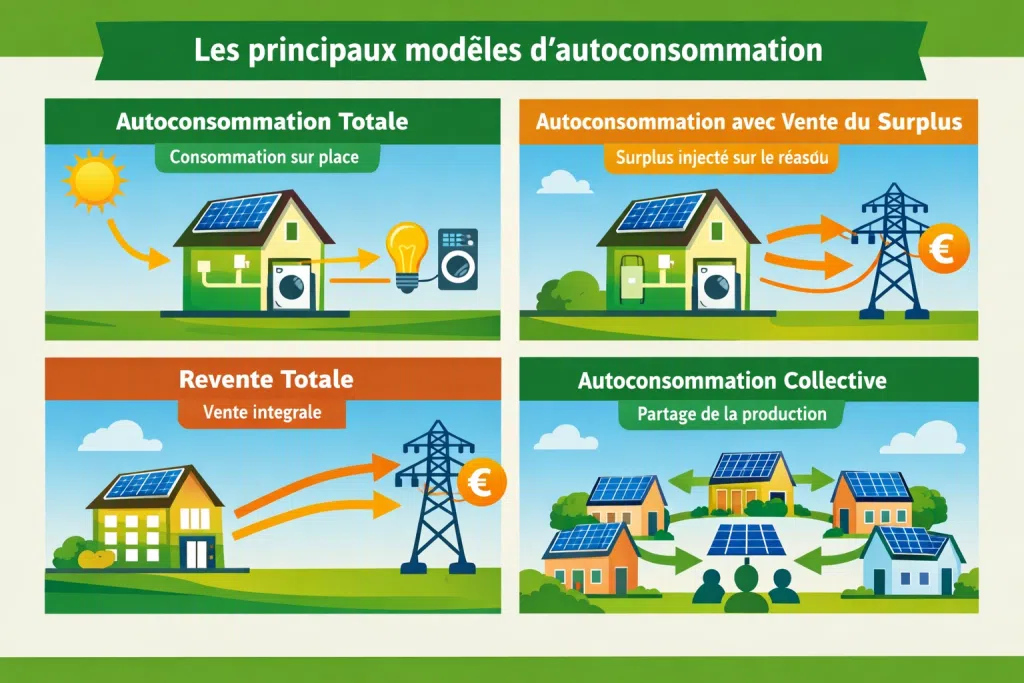 Présentation des différents et principaux modèles d'autoconsommation actuels